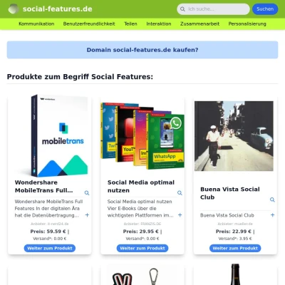 Screenshot social-features.de