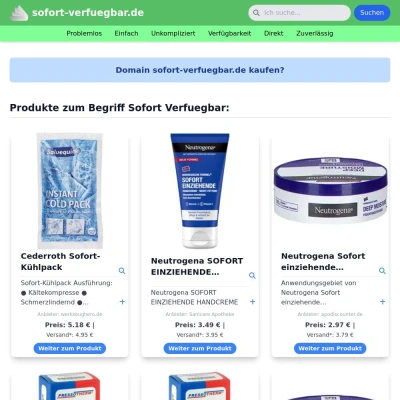 Screenshot sofort-verfuegbar.de