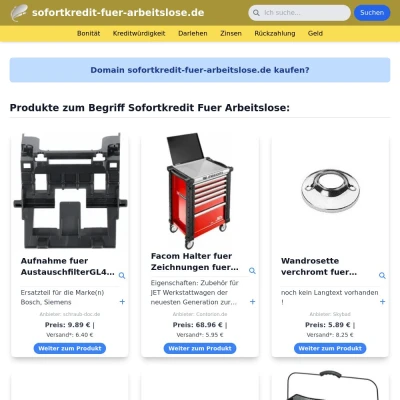 Screenshot sofortkredit-fuer-arbeitslose.de