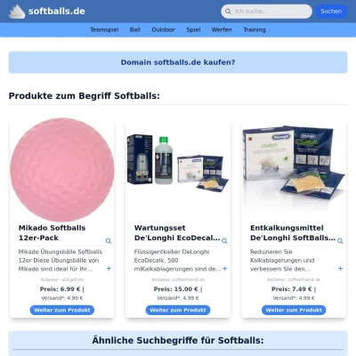 Screenshot softballs.de