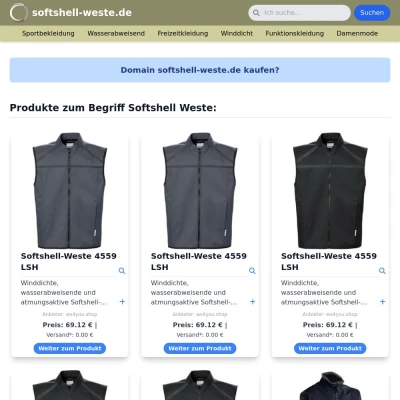 Screenshot softshell-weste.de