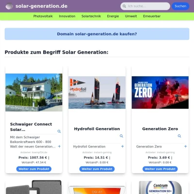 Screenshot solar-generation.de