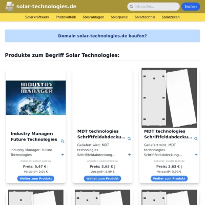 Screenshot solar-technologies.de