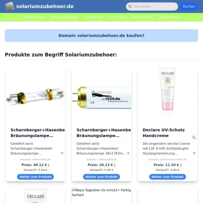 Screenshot solariumzubehoer.de