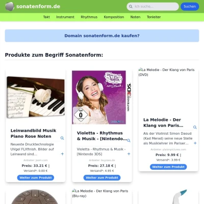 Screenshot sonatenform.de