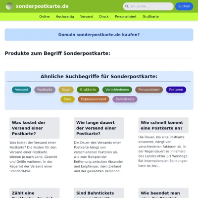 Screenshot sonderpostkarte.de