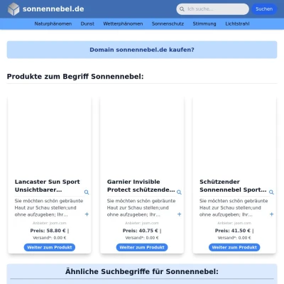 Screenshot sonnennebel.de