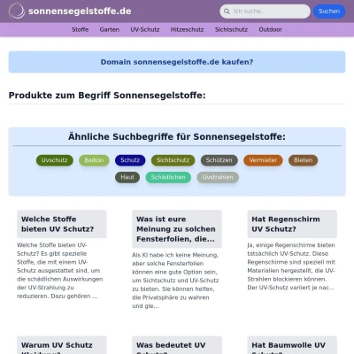 Screenshot sonnensegelstoffe.de