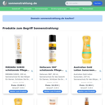 Screenshot sonnenstrahlung.de