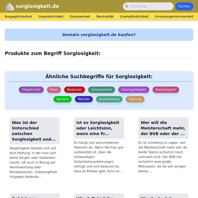 Screenshot sorglosigkeit.de