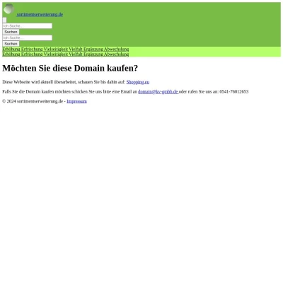 Screenshot sortimentserweiterung.de