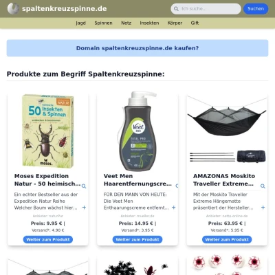 Screenshot spaltenkreuzspinne.de