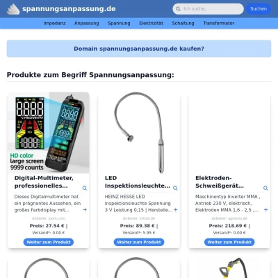 Screenshot spannungsanpassung.de