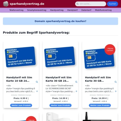 Screenshot sparhandyvertrag.de