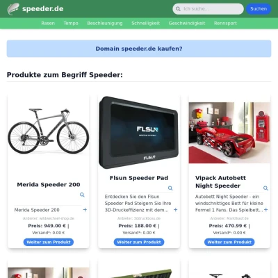 Screenshot speeder.de