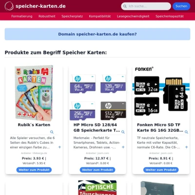 Screenshot speicher-karten.de