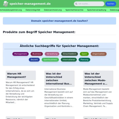 Screenshot speicher-management.de