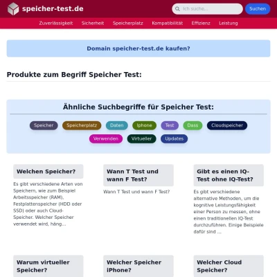 Screenshot speicher-test.de