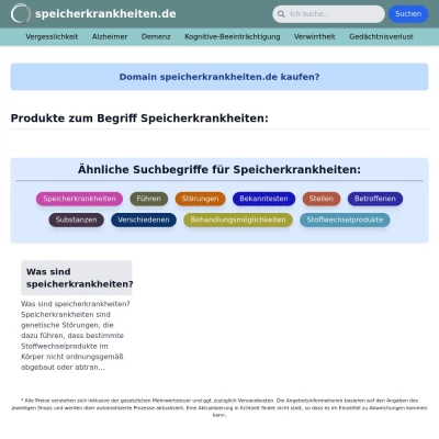 Screenshot speicherkrankheiten.de