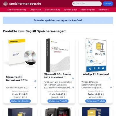 Screenshot speichermanager.de