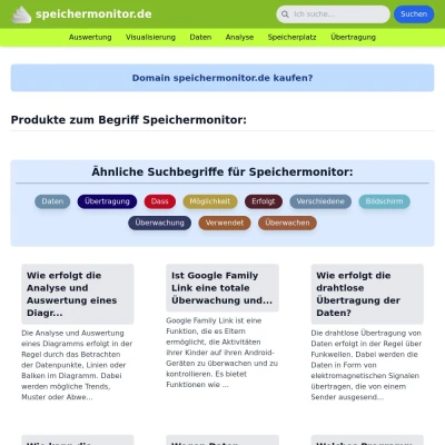 Screenshot speichermonitor.de