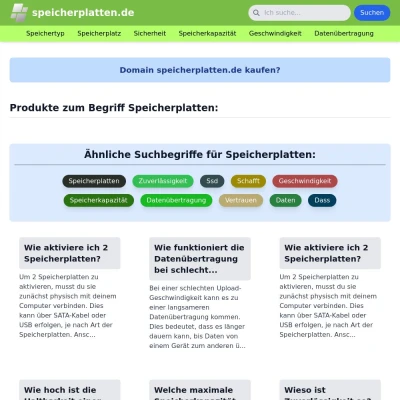 Screenshot speicherplatten.de