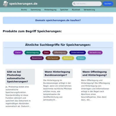 Screenshot speicherungen.de