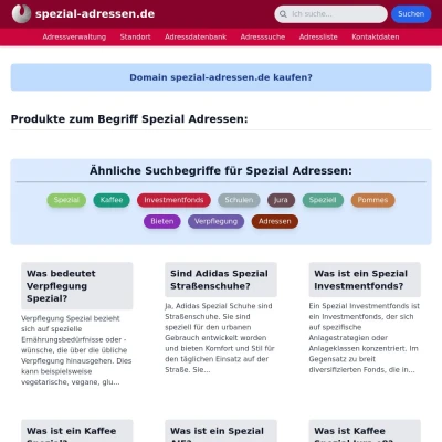 Screenshot spezial-adressen.de