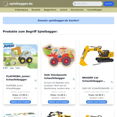 Screenshot spielbagger.de