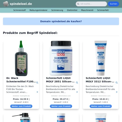 Screenshot spindeloel.de