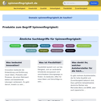 Screenshot spinnenfingrigkeit.de