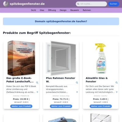 Screenshot spitzbogenfenster.de