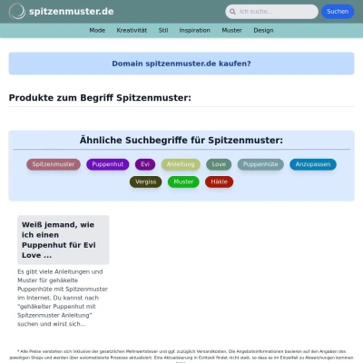 Screenshot spitzenmuster.de