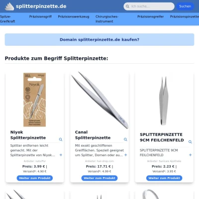 Screenshot splitterpinzette.de