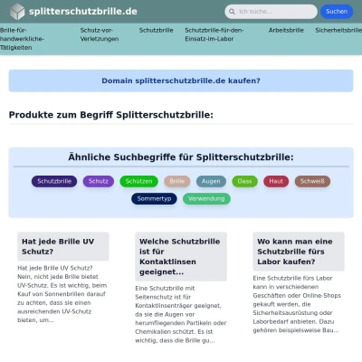 Screenshot splitterschutzbrille.de