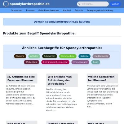 Screenshot spondylarthropathie.de