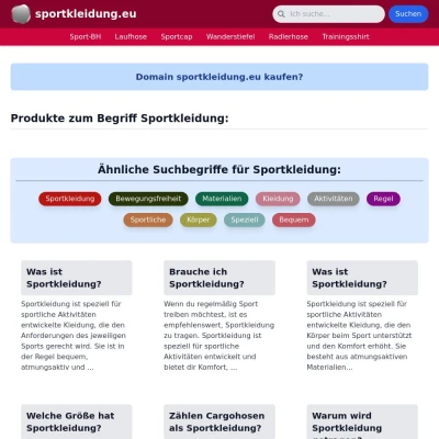 Screenshot sportkleidung.eu