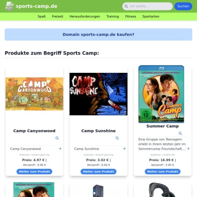 Screenshot sports-camp.de