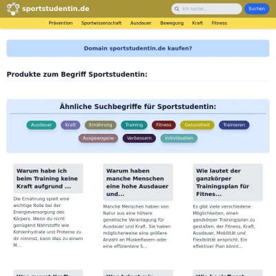 Screenshot sportstudentin.de