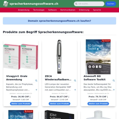 Screenshot spracherkennungssoftware.ch