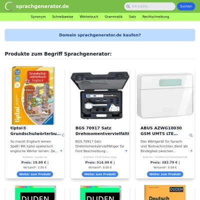 Screenshot sprachgenerator.de