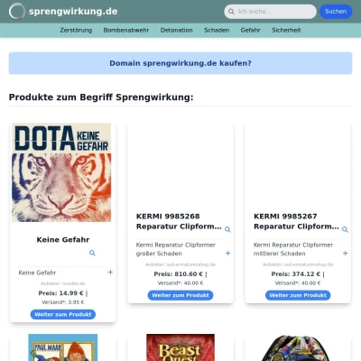 Screenshot sprengwirkung.de