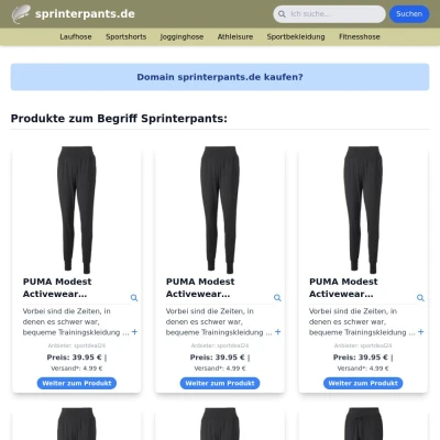 Screenshot sprinterpants.de