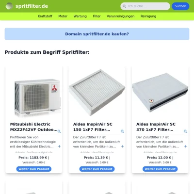 Screenshot spritfilter.de