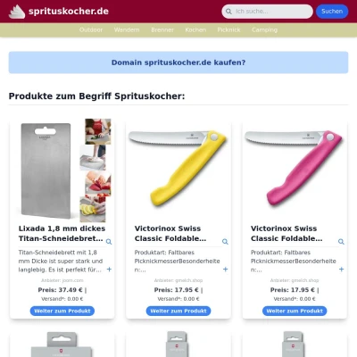 Screenshot sprituskocher.de