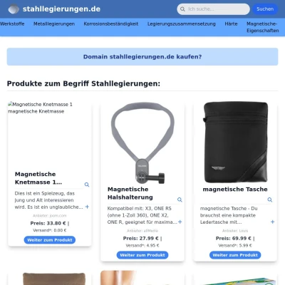 Screenshot stahllegierungen.de