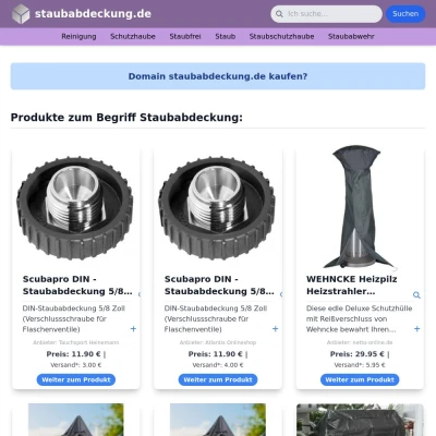 Screenshot staubabdeckung.de