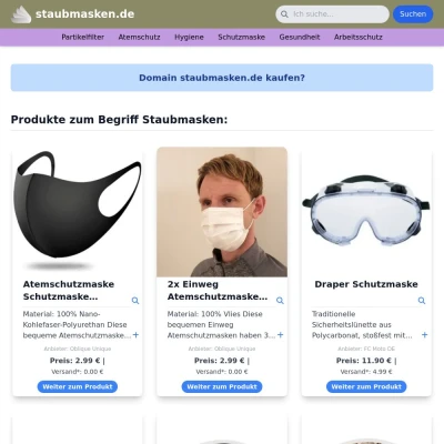 Screenshot staubmasken.de