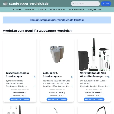 Screenshot staubsauger-vergleich.de