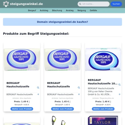 Screenshot steigungswinkel.de